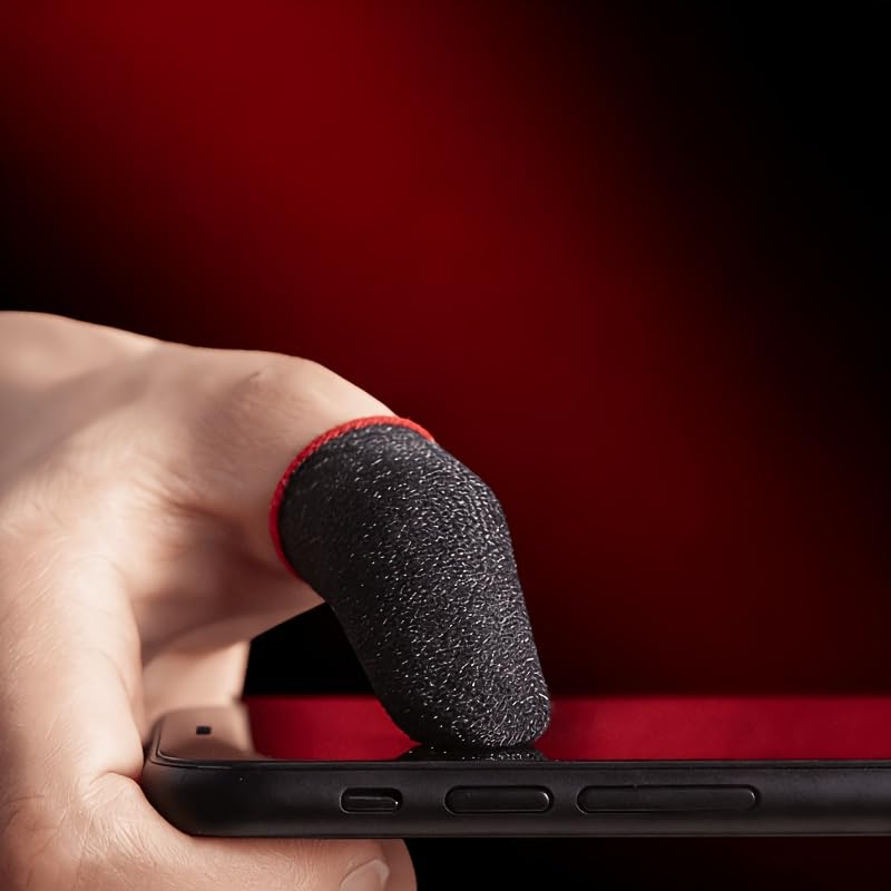 Carbon Fiber Gaming Finger Sleeves 20 Pcs, Anti-Sweat Touch Screen Gloves (red) | Breathable carbon fiber material prevents sweat and mistouches, high sensitivity for all touchscreens red