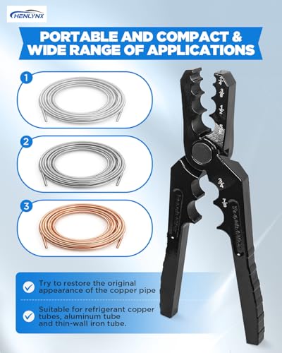Manual Copper Tube Rounder - 6 Hole Pipe Repair Pliers for 1/4" 3/8" 1/2" 5/8" 3/4" 7/8" OD ACR Copper, Aluminum & Steel Tubing - HVAC & Refrigeration Tool by ProCraft Tool Black