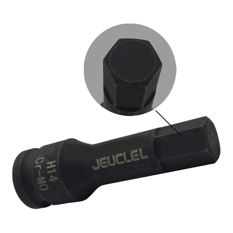 14mm Hex Impact Bit Socket, H14 1/2-Inch Impact Drive Allen Socket, Cr-Mo Steel Lengthen Hex Screwdriver Socket Adapter H14 14MM