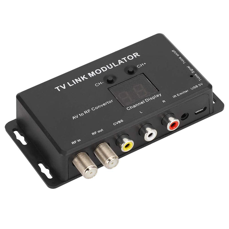 UHF Modulator TV LINK Modulator, Universal Composite A/V to RF Coax Agile Modulator RF TV Micro Modulator Compact RF Modulator Converter IR Extender Support PAL