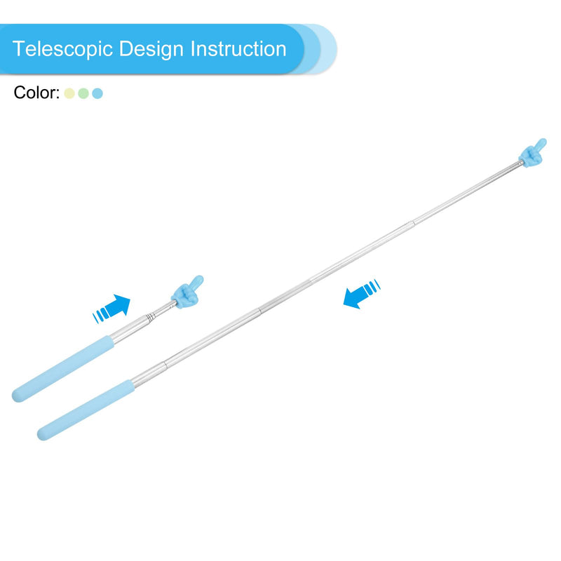 PATIKIL Telescopic Teachers Pointer Stick, 3 Pcs Classroom WhiteBoard Teacher Hand Finger Mini Pointer for Presentation Speaker, Blue Green Yellow Style1