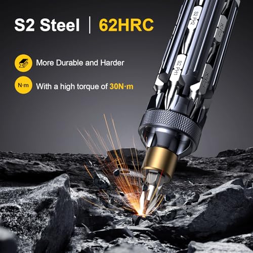 JOREST 19 in 1 Multibit Screwdriver, Portable Screwdriver for Home Repairs Black Gold