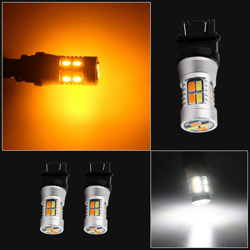 Grandview 3157 Amber/White Switchback Turn Signal LED Light Bulbs 12V LED Replacement Light 3457 3155 4057 4057 3047 3057-4pcs 4-Pack 3157