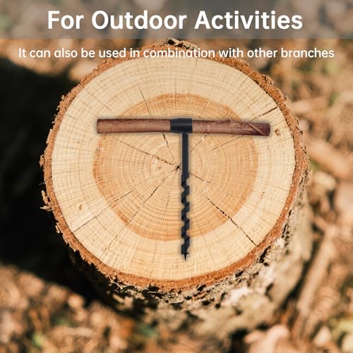 Hand Auger Wood Drill, Bushcraft Gear Hand Auger Wrench, Scotch Eye Multipurpose Manual Survival Drill Bit Woodworking Hole Saw Bit for Outdoor, Camping with Wooden Stick Hand Auger (4PCS) 4PCS