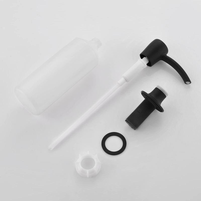RULIA Kitchen Sink Soap Dispenser, Build in Sink Soap Dispenser, Deck Mounted Soap Dispenser, Matte Black RB2006