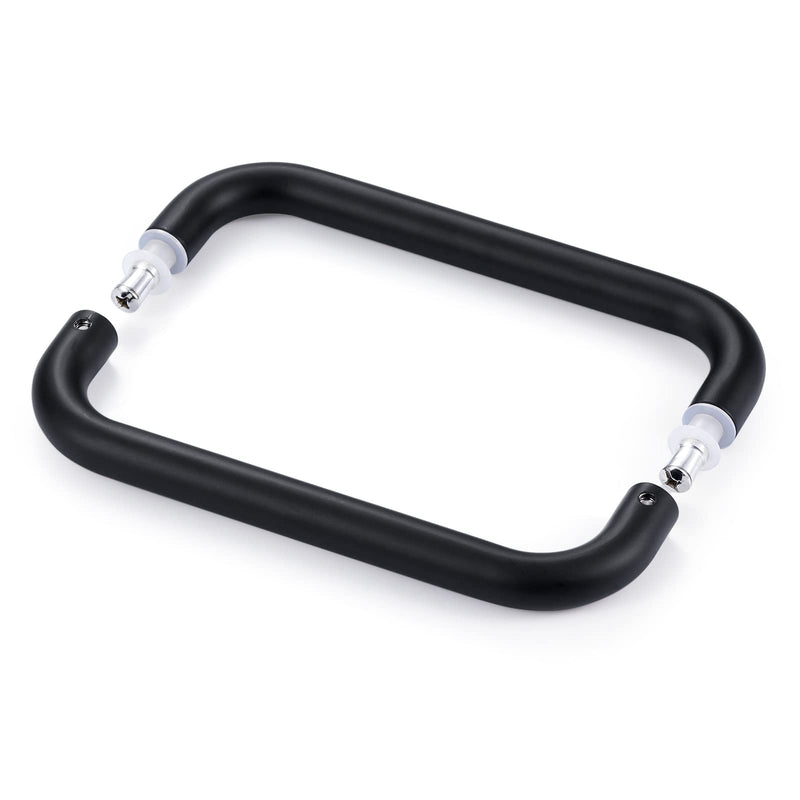 Ranbo Matte Black 8" （CTC） Tubular Back-to-Back Shower Door Handle，3/4" Diameter Pull Handles with Metal Washers, for 1/4"- 1/2" Thick Glass and 1-3/8" - 2-1/6" Thick Wooden or Metal Doors 8 Inch 8" Matte Black