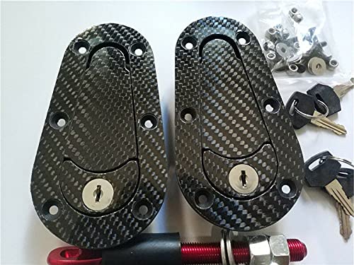 Universal JDM Carbon Fiber Hood Pin Plus Flush Mount latch Kit Lock With Keys