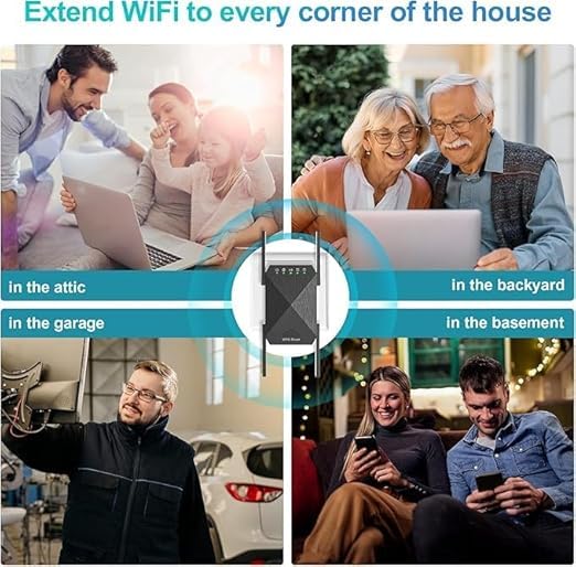 WiFi Extender, 1200Mbps Wi-Fi Signal Booster Amplifier for Home Cover Up to 9800sq.ft WiFi 2.4&5GHz Dual Band Wireless Repeater, 4 Antennas 360° WiFi Amplifier, White