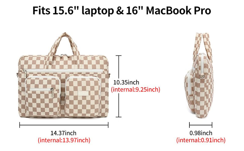 canvaslife 15-15.6-inch laptop backpack, shoulder bag, handbag, waterproof briefcase Khaki Check