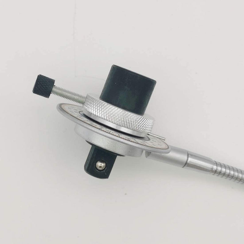Torque Angle Meter, 1/2" Drive Wrench Angle Gauge, 14" Flexible Clip Arm, CR-V Steel
