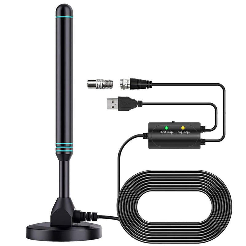 Amplified Digital TV Antenna for Smart TV Indoor Local Channels, Switchable Signal Booster HDTV Antenna for Long Range, Digital Antenna 4K 1080p HD Free Channels VHF/UHF 28dB
