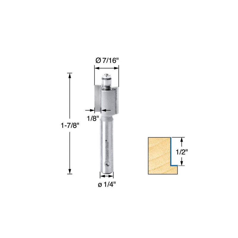 Amana Tool - MR0100 Carbide Tipped Miniature Rabbet 7/16 Dia x 1/2 x 1/4" with Mini 3