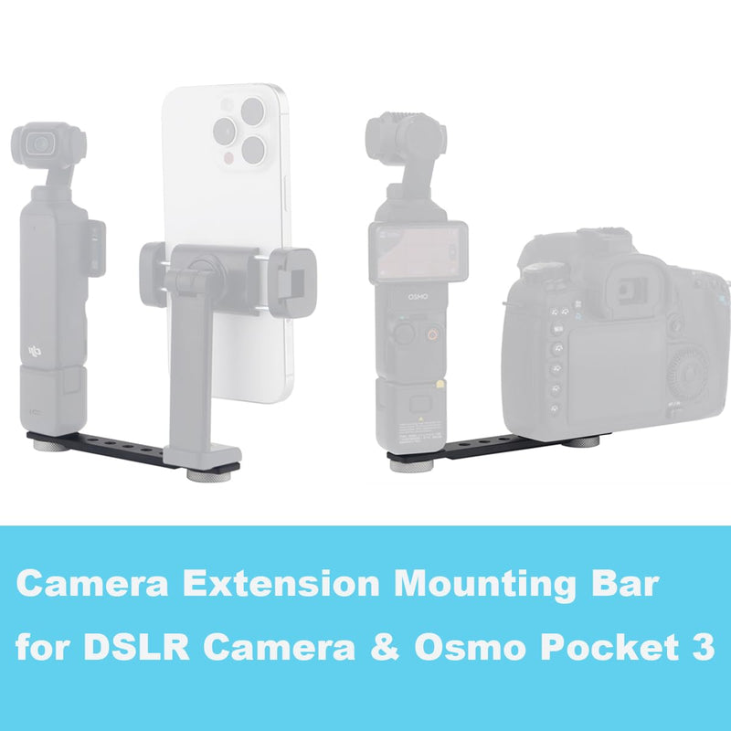 Aluminum 1/4 Camera Extension Bracket for DJI Pocket 3, Tripod Accessories Camera Mic/Flash Bracket with 1/4''-20 Screw