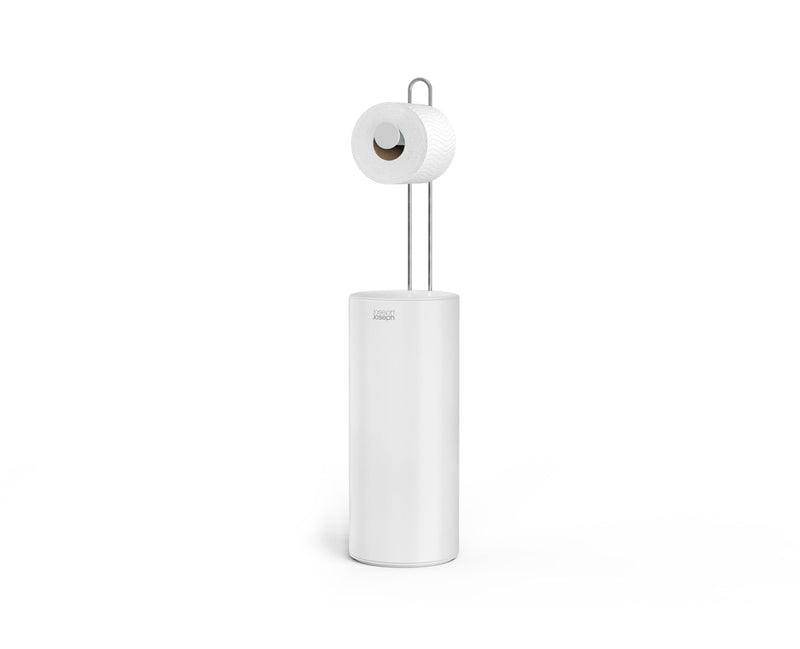 Joseph Joseph EasyStore Toilet Paper Holder Stand, Concealed Storage, Holds 3 Spare Rolls, Gloss White