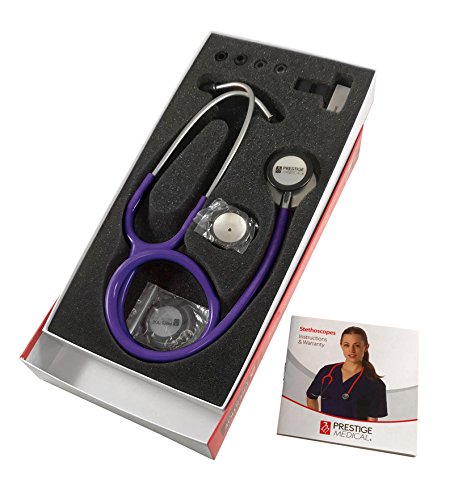 Prestige Medical Clinical Plus Dynamic Range Stethoscope with Two Piece Box Packaging, Purple