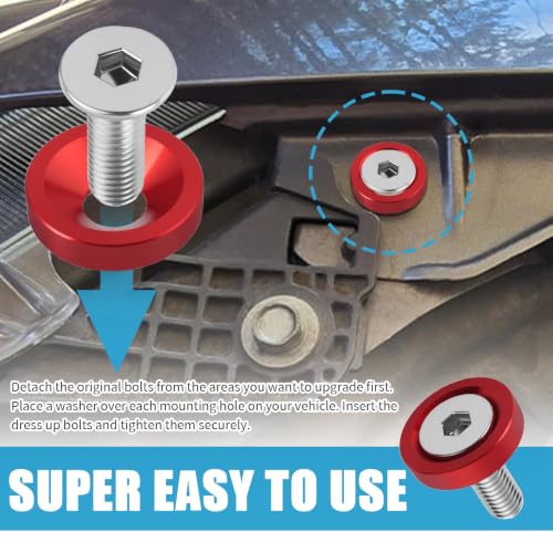 40PCS M6x20mm Engine Dress Up Kit,Spacer & Dress Up Bolts(Red) Red