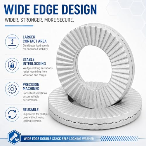 Double Layer self-Locking washers Anti-Loosening Washers Belleville Washers Vibration-Resistant Locking Fasteners for Automotive, Industrial Machinery, Construction Equipment & Maintenance (1/2,5) 1/2" 5