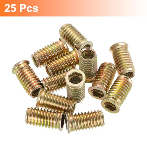 uxcell Wood Furniture M10x30mm Threaded Insert Nuts Interface Hex Socket Drive 25pcs 25