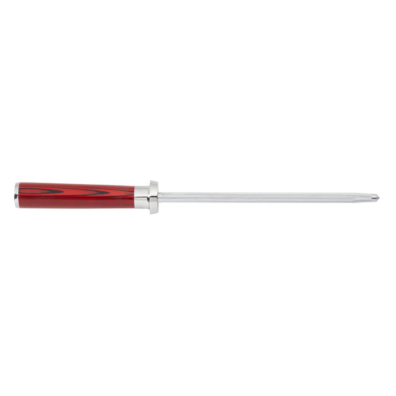 Ergo Chef Crimson Series 8" Honing Steel Magnetized for Safety durable G10 Handle Built For Daily Use, Perfect for Chefs and Home Cooks