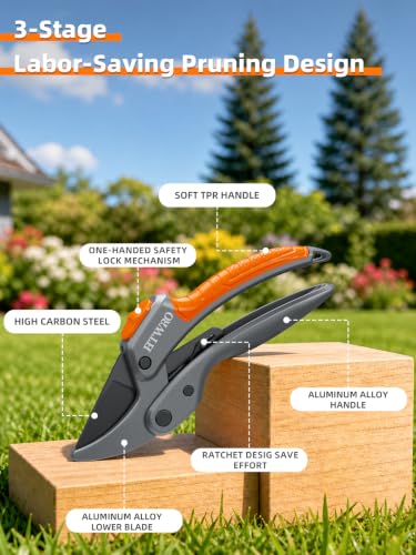 Heavy‑Duty Ratchet Pruning Shears,Hand Secateurs for Garden Work