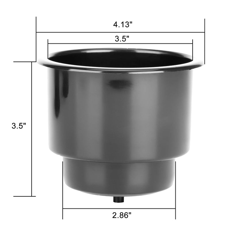 Amarine-made (Set of 4) Black Recessed Drop in Plastic Cup Drink Can Holder with Drain for Boat Car Marine Rv - Black