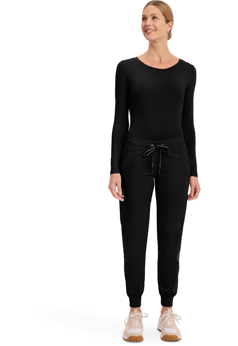 Healing Hands Women's Jogger Scrub Pant 7 Pockets Elastic Drawstring, with Moisture Wicking & 2-Way Stretch Technology - 9244 Medium Black