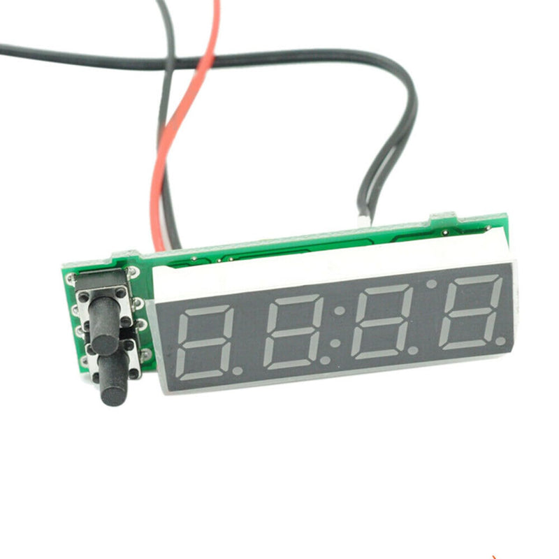 Car Temperature Clock, Car Clock 12V 3 in 1 Thermometers, Voltmeter Gauge Electronic Clock LED Digital Display LCD Screen, Red Light