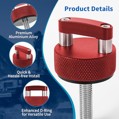Keycci Aluminum Hard Top Quick Removal Fastener Thumb Screw, Compatible with J eep Wrangler JK 2007-2018 JL 2018-2022 & Gladiator JT, Integrated D Ring, 6 PCS (Red) Hard Top Screws-Red