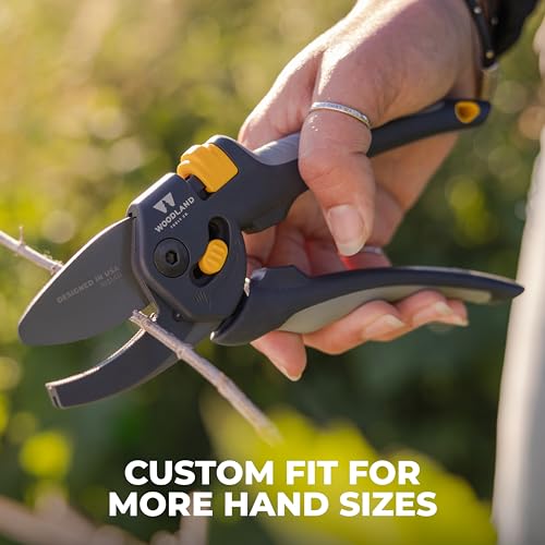 Woodland Tools Co. Heavy Duty Anvil Pruning Shears – 5/8" Cut Capacity, High Carbon Steel Blade, Internal Spring, Adjustable Grip Slider, Garden Pruner for Dry Branches, Stems, and Dead Growth Heavy Duty Anvil Pruner