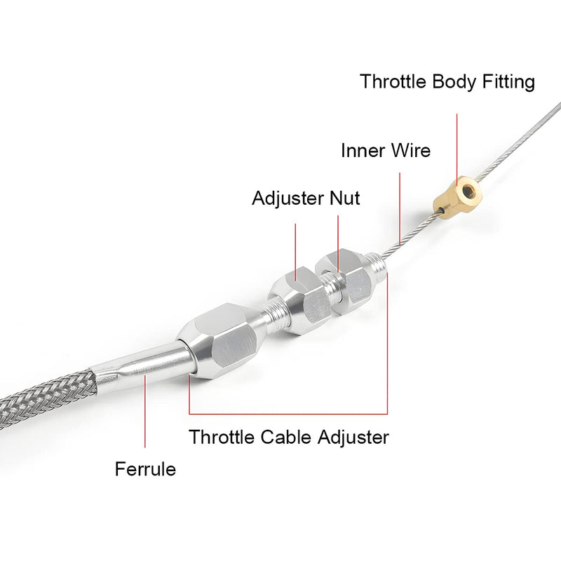 AICEL 36" Braided Throttle Cable, Compatible with 97-07 Silverado LS1 Engine 4.8L 5.3L 5.7L 6.0L, Stainless Steel Car Accelerator Throttle Cable Repair Kit, Universal Car Replacement Accessories