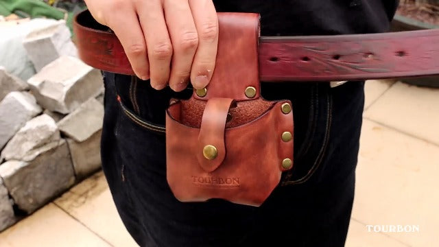 TOURBON Leather Tape Measure Pouch Belt Tool Carrier Holder Holster