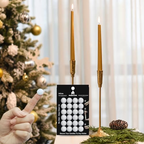 Taper Candle Sticky Dots - 24pcs Spiral Candle Sticky Dots Candles Adapter Soft Wax Candle Holder Accessories for Secure Candle Placement - White WHITE-1P