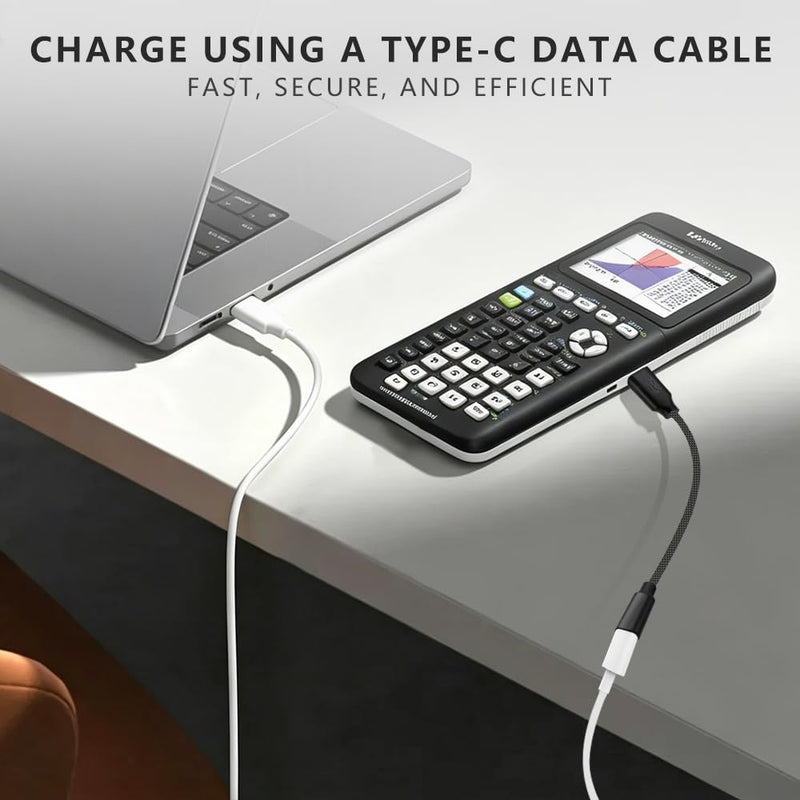 USB-C to Mini USB Adapter for TI 84 Plus CE/C Silver Edition, Braided Data Cable for Texas Instruments Calculators TI-Nspire CX/CX CAS/CX II/CX II CAS, TI-89 Titanium, TI-83/85