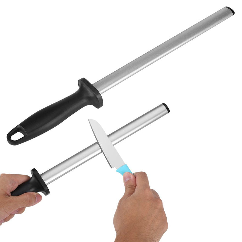 10 Inch Knife Sharpening Honing Rod, Professional Steel Knife Sharpener for Restaurant, Gourmet Chefs, and Home Kitchen Blade Sharpening