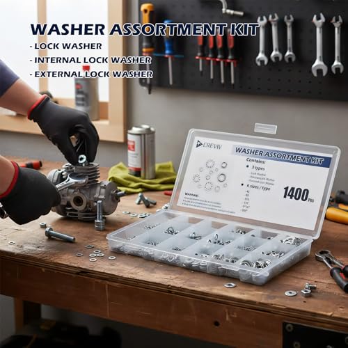 Washer Assortment Kit, 1400pcs Lock, Internal & External Tooth Washer Set