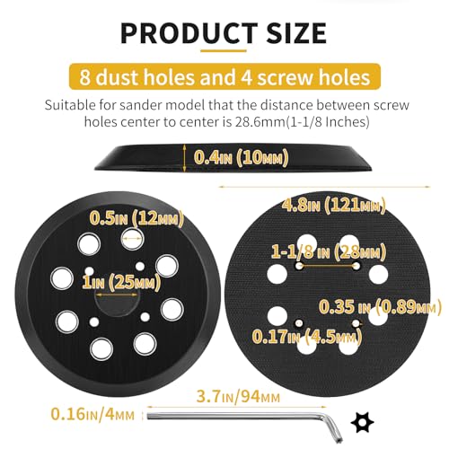 Orbital Sander Pad Replacement for Milwaukee, 4 Pack Plastic Pad 4 PACK