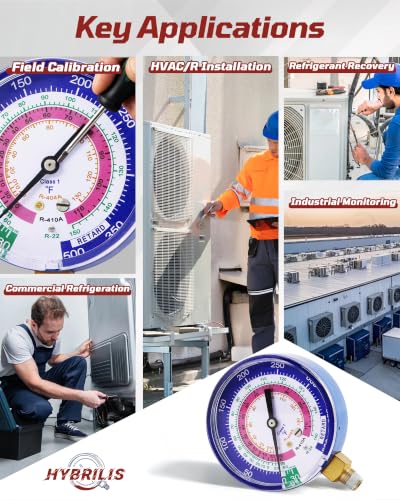 49138 Manifold Gauge, 3-1/8"(80 mm) HVAC Gauges, R-22, R-404A, R-410A