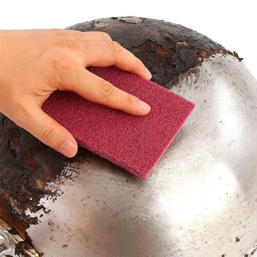Scuff Pads - 10Pcs Scouring Pad 7447 - Very Fine Grade Hand Pads General Purpose Sanding Hand Pads 200 x 125mm/8" x 5" 5 Red+5 Green 8'' * 5''