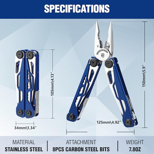 WORKPRO 24-in-1 Mutitool, Pocket Knife, Screwdrivers, EDC Self-locking Blue
