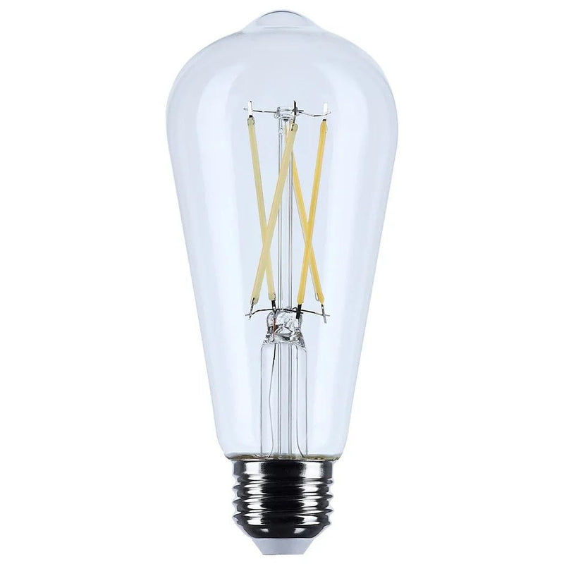 Satco 8 Watt ST19 LED Clear Vintage Style Light Bulbs - Medium Base - 3000K - 120 Volt - Soft White (6 Pack)
