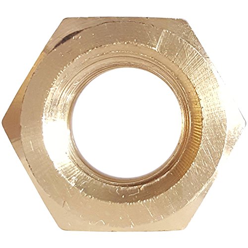 1/2-13 Full Finished Hex Nuts, Solid Brass, Grade 360, Plain Finish, Quantity 10 1/2-13 (10 Pack)