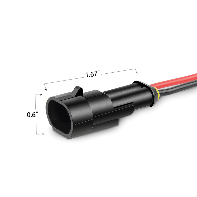 Nilight GA0007 1 2Pin Way 16AWG Waterproof Wire 1.5mm Series Terminal Connector-5 Pack 2Pin Wire Harness 5Sets