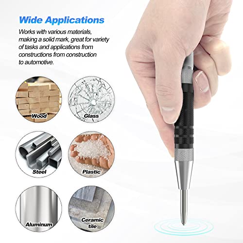 Glieskir 2-Pack Automatic Center Punch, 6-Inch Heavy Duty Steel Tool 6INCH