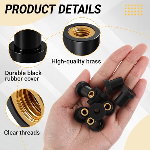 40 Pcs 1/4"-20 x 3/4" Rubber Well Nuts with Brass Inserts 40 1/4"-20 x 3/4"