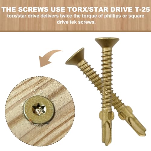 #10 x 1-5/8" Reamer Tek Torx/Star Head Self-Drilling Wood to Metal Screws #10x1-5/8"