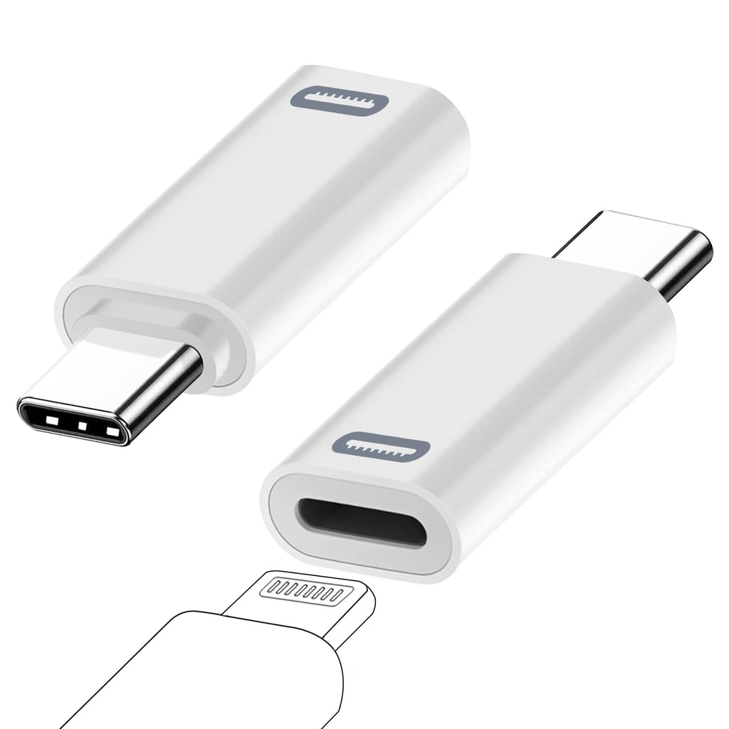 AreMe 2 Pack USB-C Male to Lightning Female Adapter, USB Type C to Lightning Connector for iPhone 15/15 Plus/15 Pro/15 Pro Max,iPad Air, Support PD Fast Charging and Data Transfer (White) White