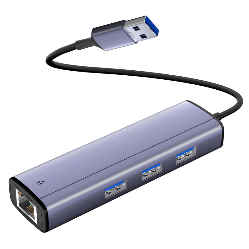 IVSHOWCO USB to Ethernet Adapter, 4 in 1 USB 3.0 to Gigabit Ethernet LAN Laptop Network Adapter, USB 3.0 Hub Supports Windows, Linux, Apple MacBook OS, Nintendo Switch, Surface USB 3.0 HUB -Grey