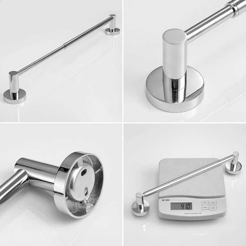 BESy Adjustable 15 to 26 Inch Single Bath Towel Bar Rack for Bathroom Accessories SUS304 Stainless Steel Towel Holder, Wall Mount with Screws Hand Towel Bar Rod Hotel Style, Polished Chrome