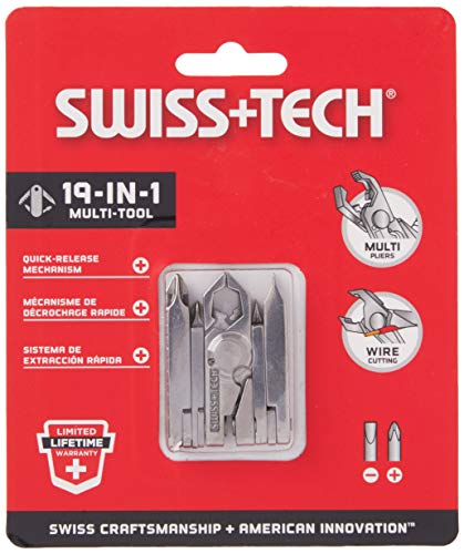 SWISS+TECH ST53100 Stainless Steel 19-in-1 Key Chain Multi Tool, Polished Finish (Single Pack) single pack