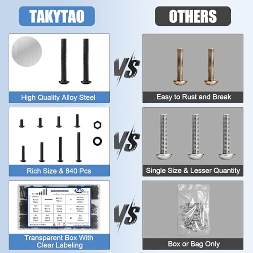 840PCS M3 Screw Kit, M3 Screws Hex Button Head Screws with M3 Bolts 840PCS